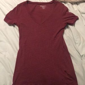Basic Maroon V-neck T-shirt